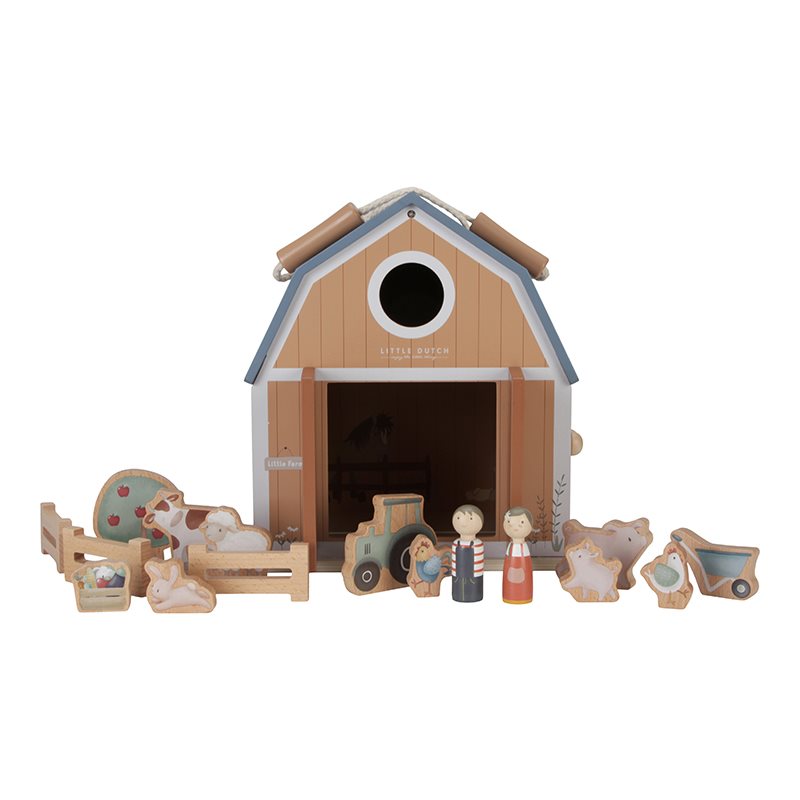 Little Dutch tragbares Bauernhaus Holz Puppenhaus Little Farm