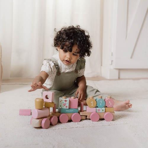 Little Dutch rosa Holz Eisenbahn mit Steck-Formen Fairy Garden