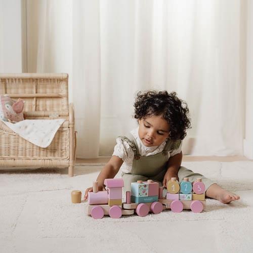 Little Dutch rosa Holz Eisenbahn mit Steck-Formen Fairy Garden