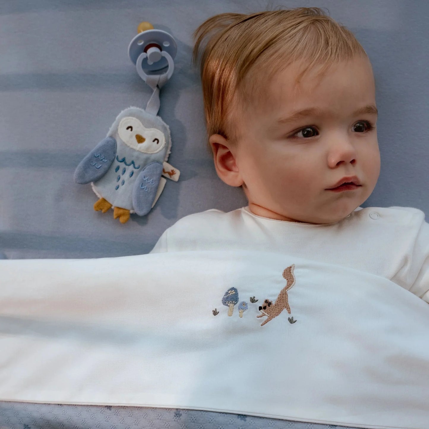 Little Dutch Schnullertuch Eule blau Forest Friends Bio Musselin