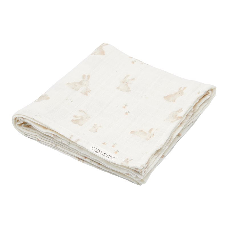 Musselintuch Swaddle 120 x 120 Baby Bunny Little Dutch