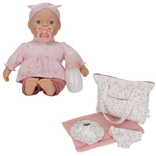 Bundle: Baby-Puppe Lily + Puppenwickeltasche Little Dutch