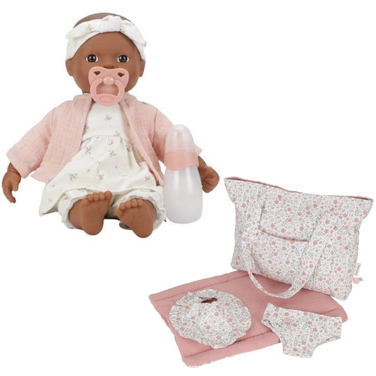 Bundle: Baby Puppe Noa + Puppenwickeltasche Little Dutch